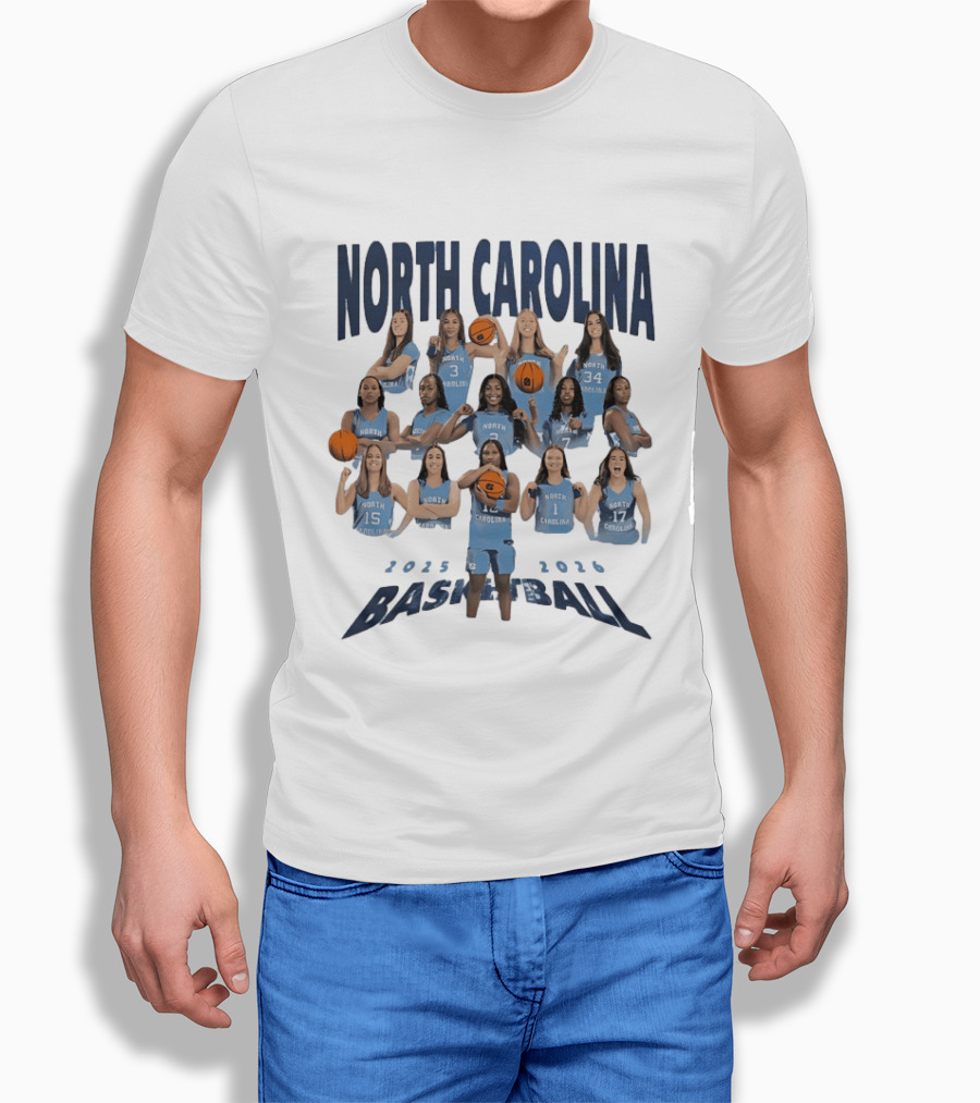 North Carolina Tar Heels Basketball 2025 2026 Team Players T-Shirt