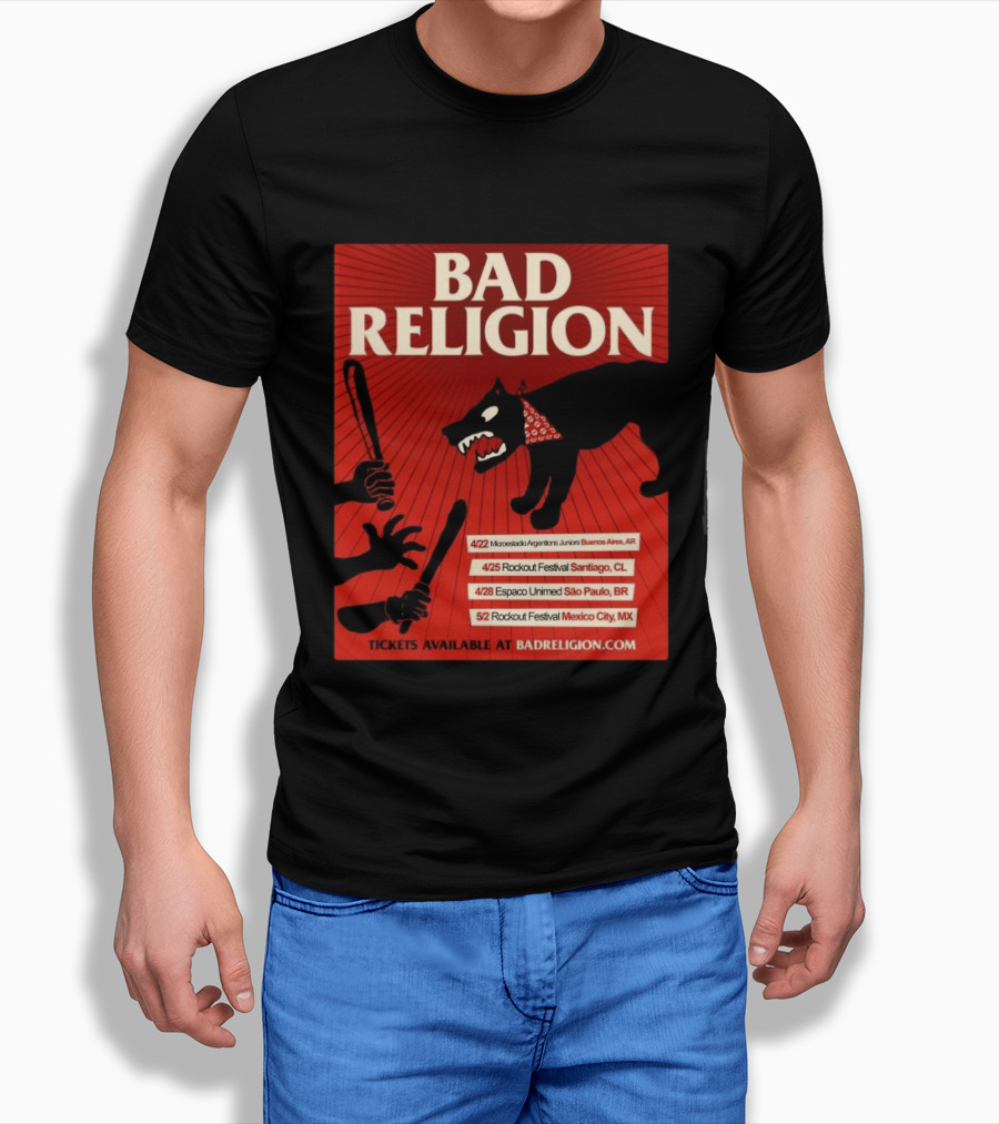 Bad Religion Tour 2026 Latin America Dates Buenos Aires Santiago São Paulo Mexico City T-Shirt