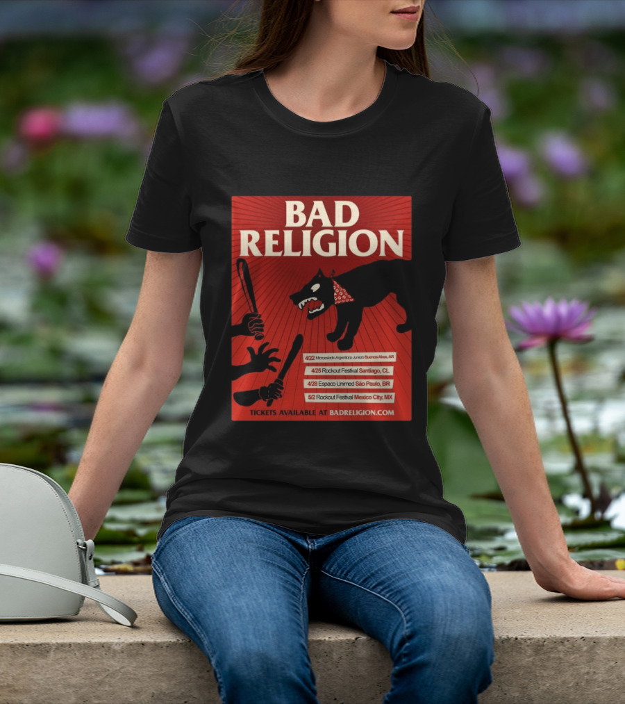 Bad Religion Tour 2026 Latin America Dates Buenos Aires Santiago São Paulo Mexico City T-Shirt