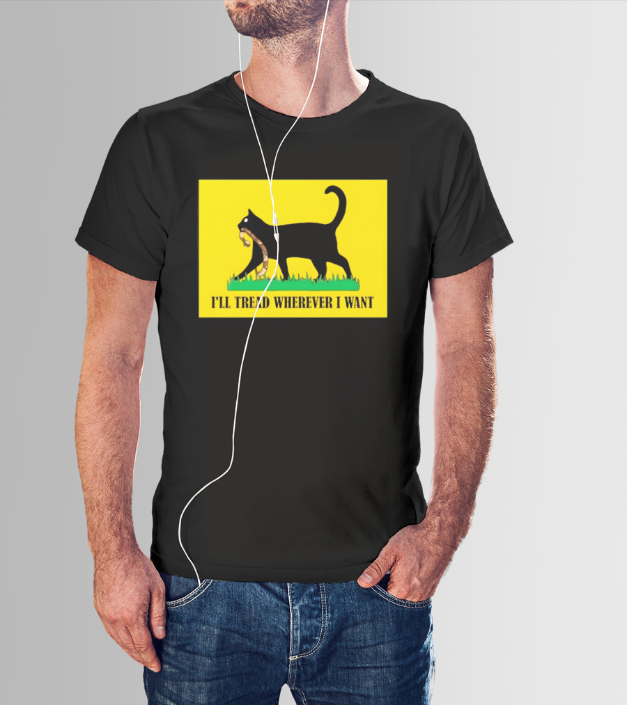 Black Cat I'll Tread Wherever I Want Gadsden T-Shirt