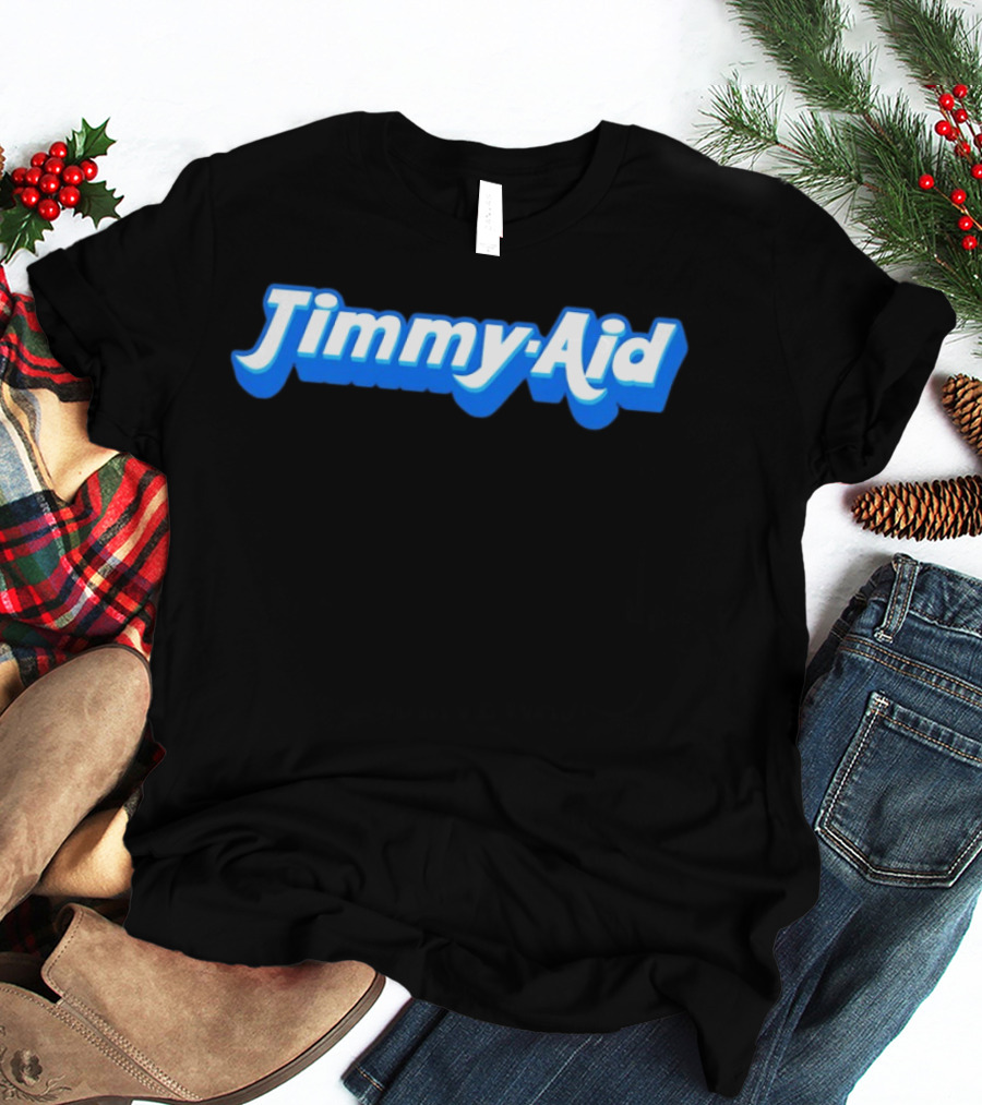 Jimmy Aid Bold Blue Retro Font T-Shirt