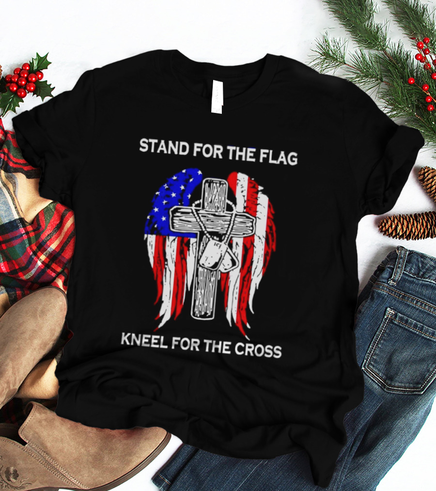 Stand For The Flag Kneel For The Cross USA Wings T-Shirt