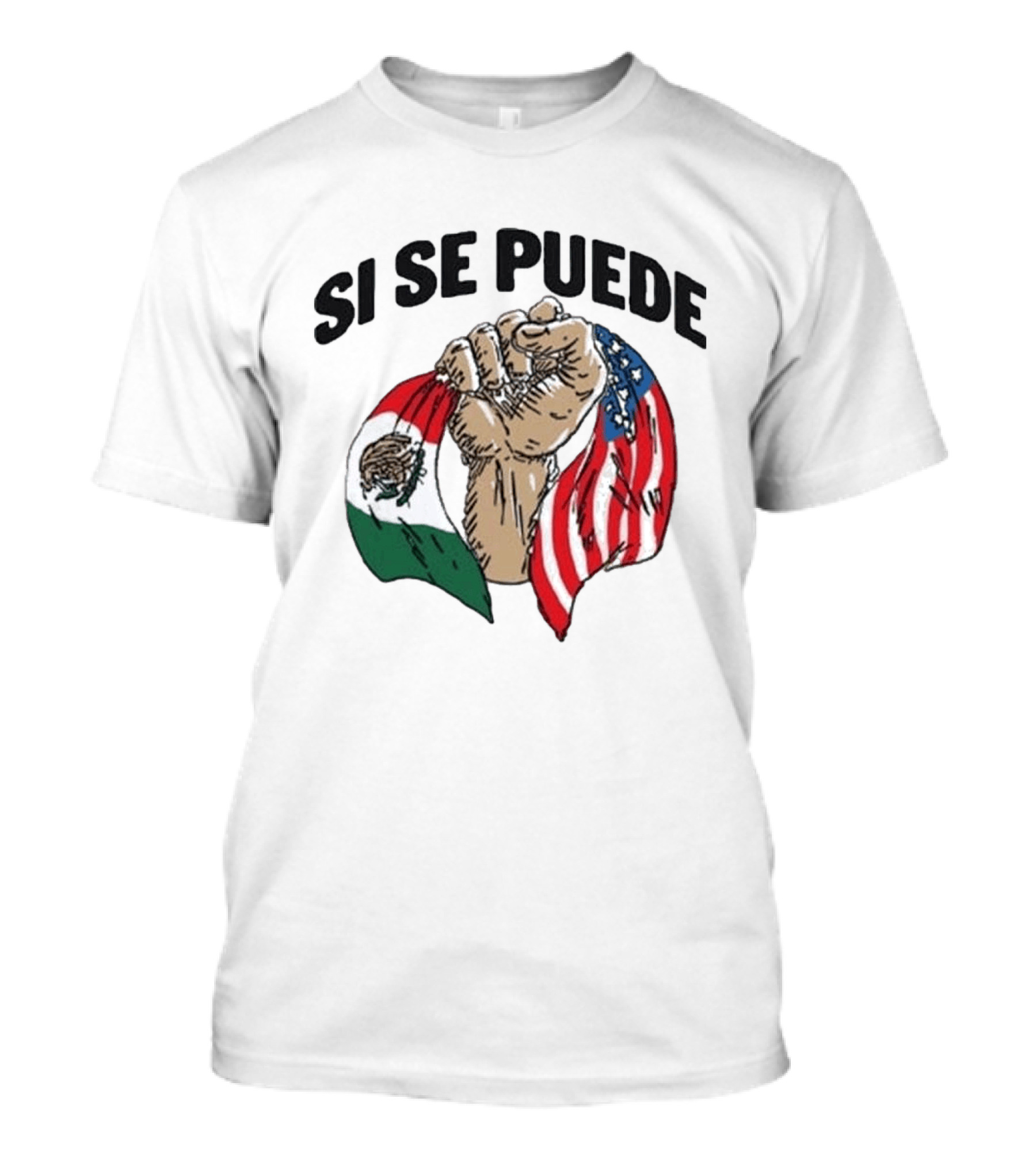 Si Se Puede Deorro Fist With Mexican And American Flags T-Shirt