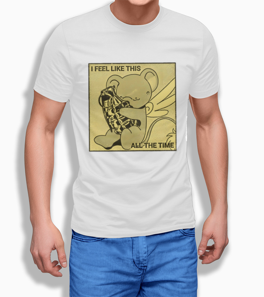 I Feel Like This All The Time Cute Winged Bear Hugging Grenade T-Shirt