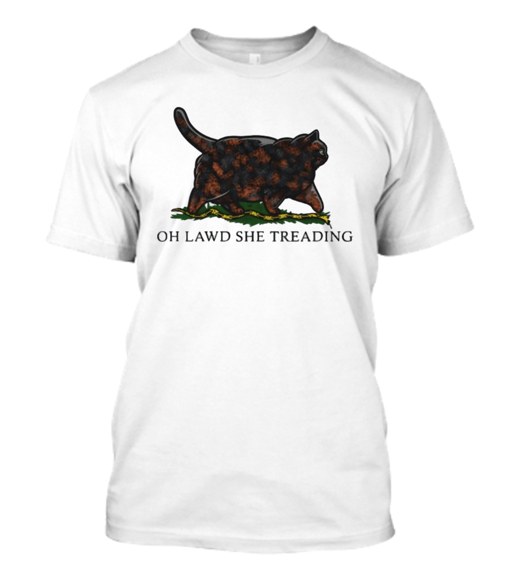 Oh Lawd She Treading Black Cat Walking On Snake T-Shirt