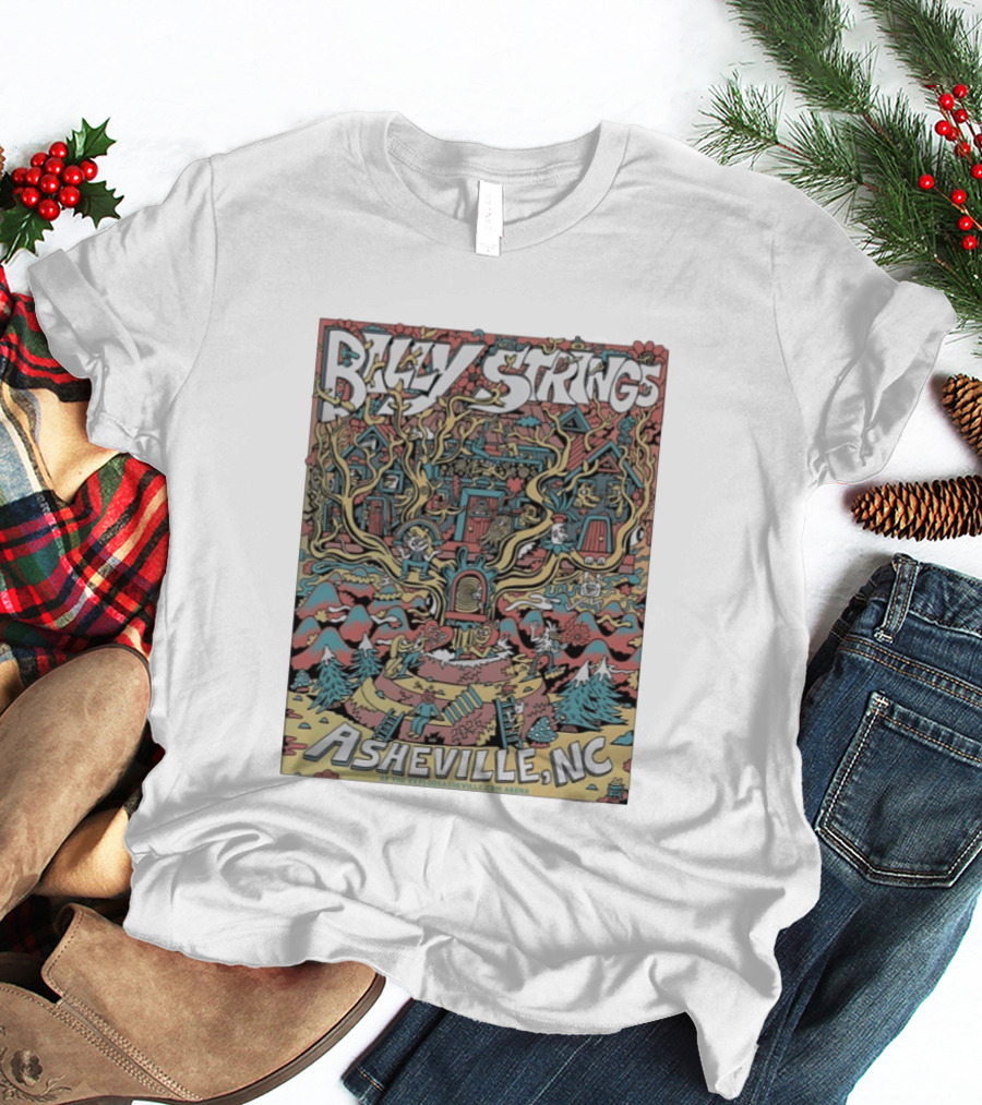 Billy Strings Asheville North Carolina 2026 Night 4 Vibrant Treehouse Fantasy Scene T-Shirt