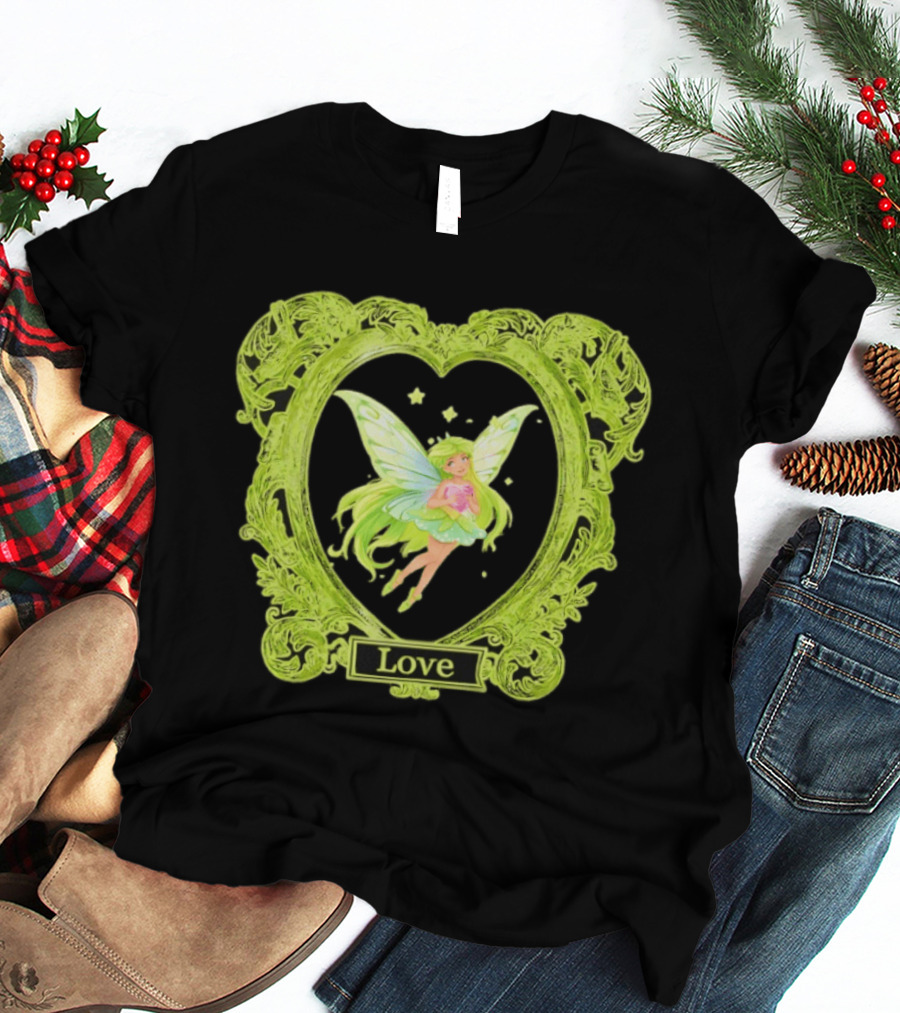 Love Angel Fairy In Ornate Heart Frame T-Shirt