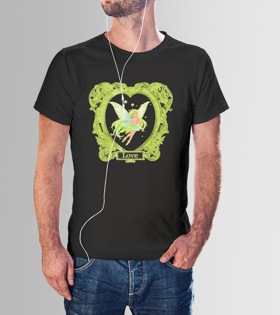 Love Angel Fairy In Ornate Heart Frame T-Shirt