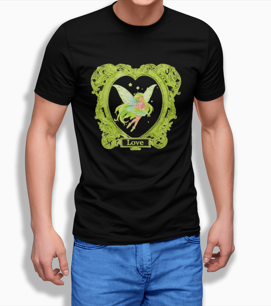 Love Angel Fairy In Ornate Heart Frame T-Shirt