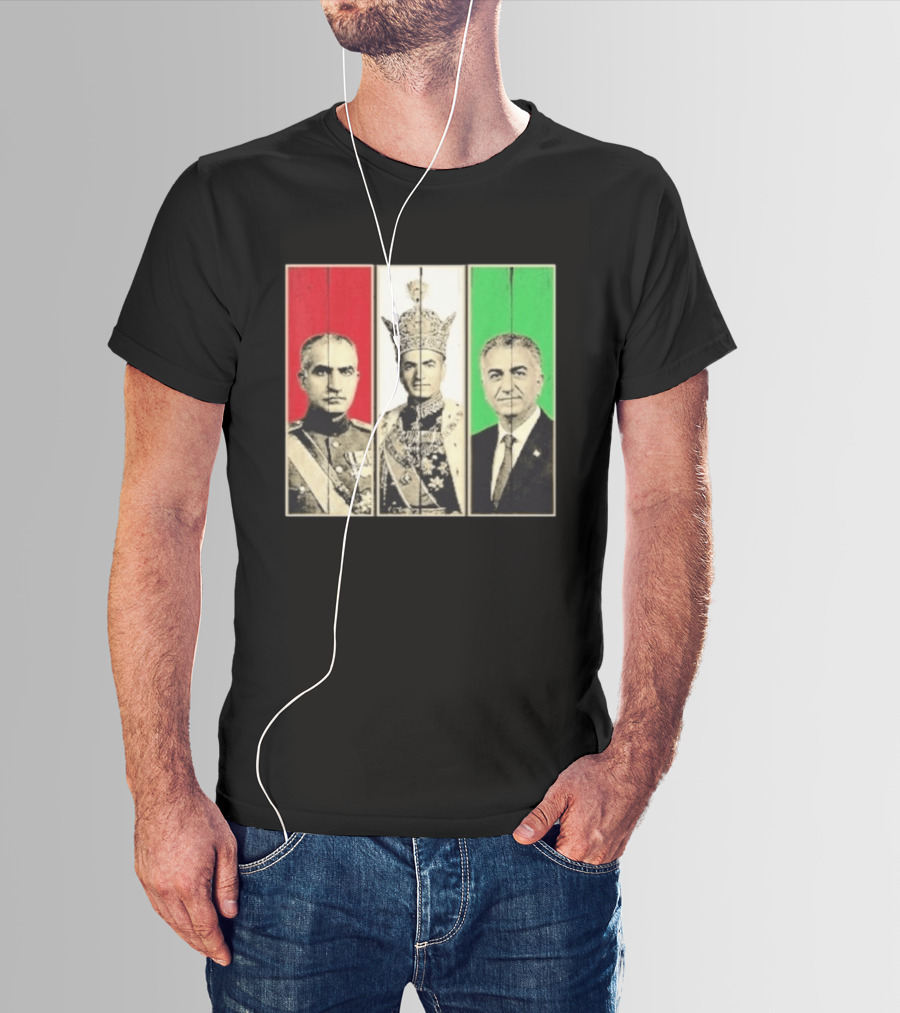 Pahlavi Dynasty Generations Reza Shah Mohammad Reza Iran Flag T-Shirt