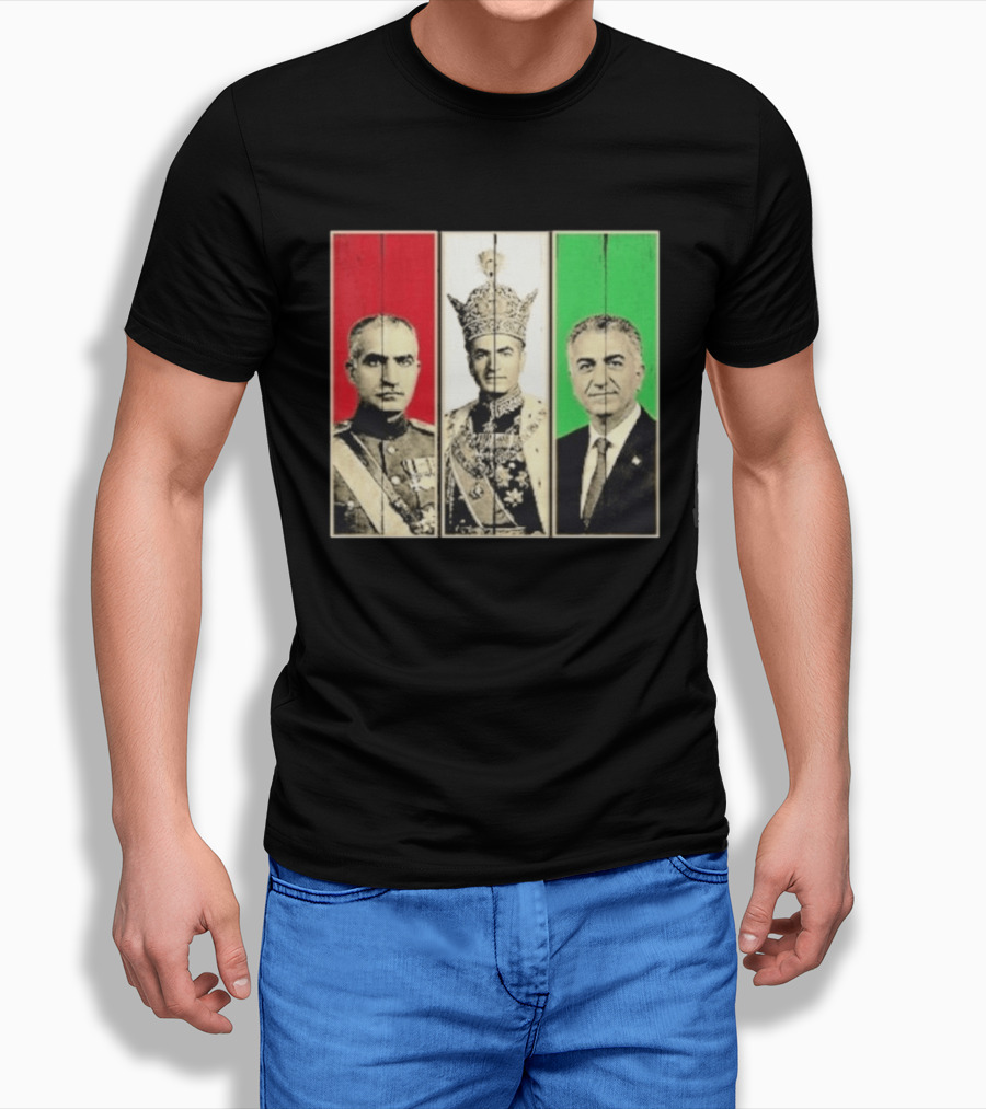 Pahlavi Dynasty Generations Reza Shah Mohammad Reza Iran Flag T-Shirt