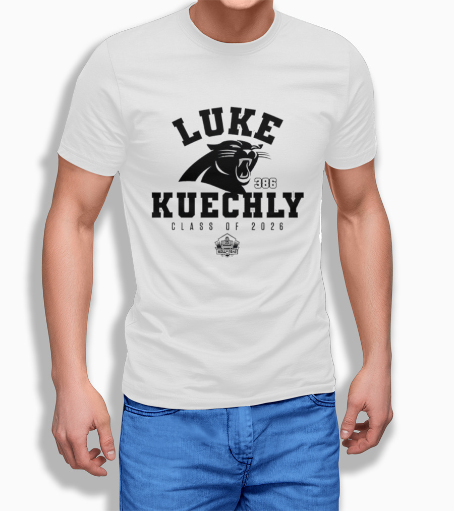 Luke Kuechly Carolina Panthers 386 Class Of 2026 Pro Football Hall Of Fame T-Shirt