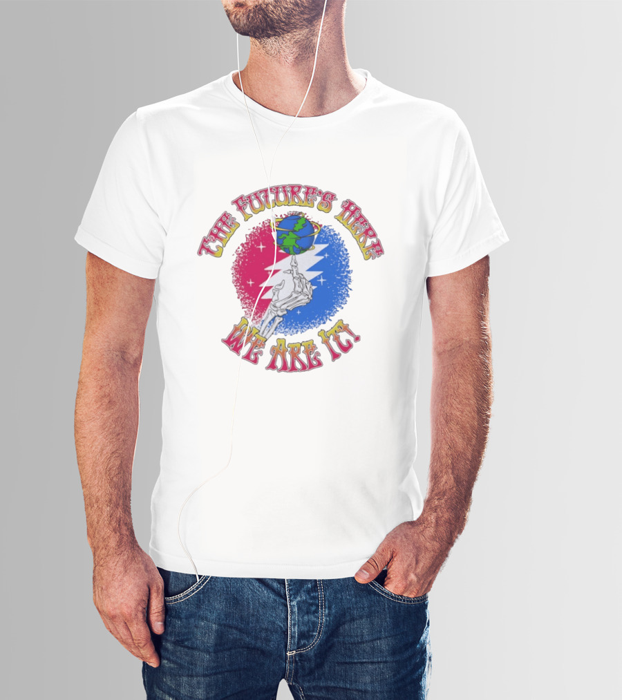 Grateful Dead Skeleton Future's Here We Are It Earth Lightning Bolt T-Shirt