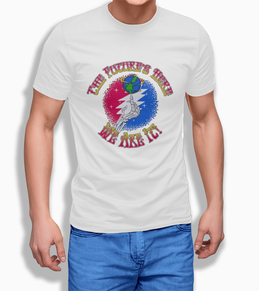Grateful Dead Skeleton Future's Here We Are It Earth Lightning Bolt T-Shirt