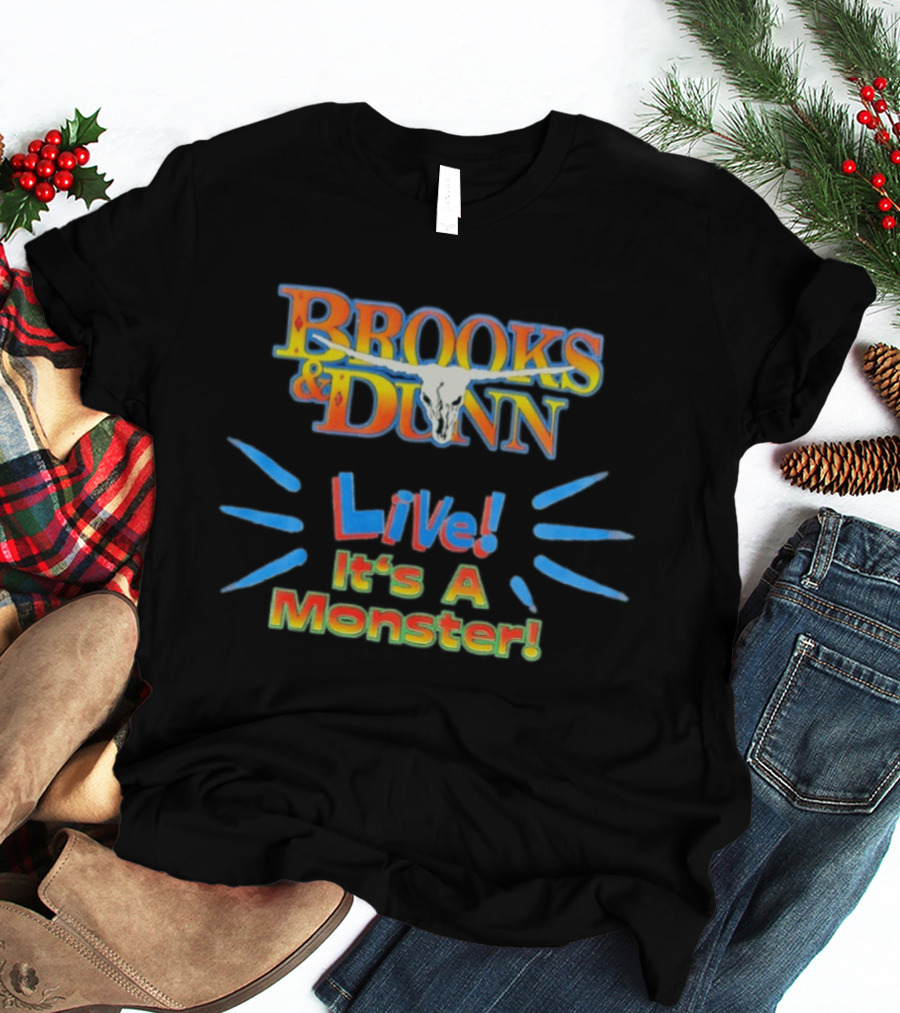 Brooks And Dunn Live It's A Monster Tour Graphic With Skull T-Shirt