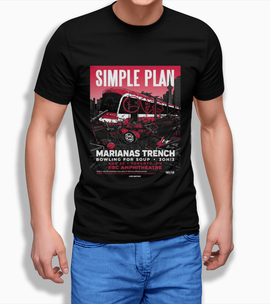 Simple Plan Marianas Trench Bowling For Soup 3OH!3 2026 Toronto RBC Amphitheatre August 20 T-Shirt