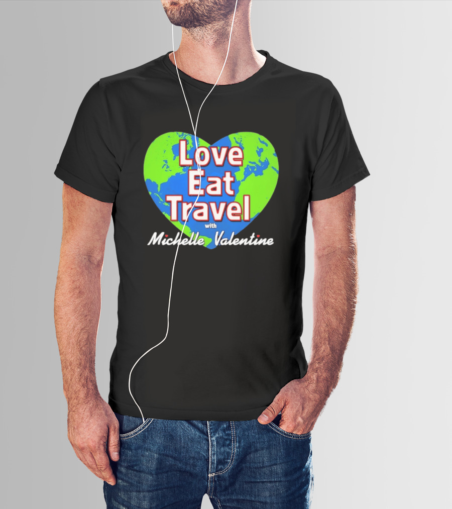 Love Eat Travel With Michelle Valentine Heart Map T-Shirt