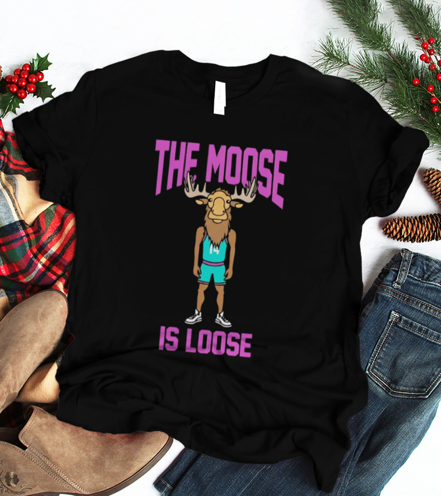 The Moose Is Loose Charlotte Hornets Basketball Player Cartoon T-Shirt