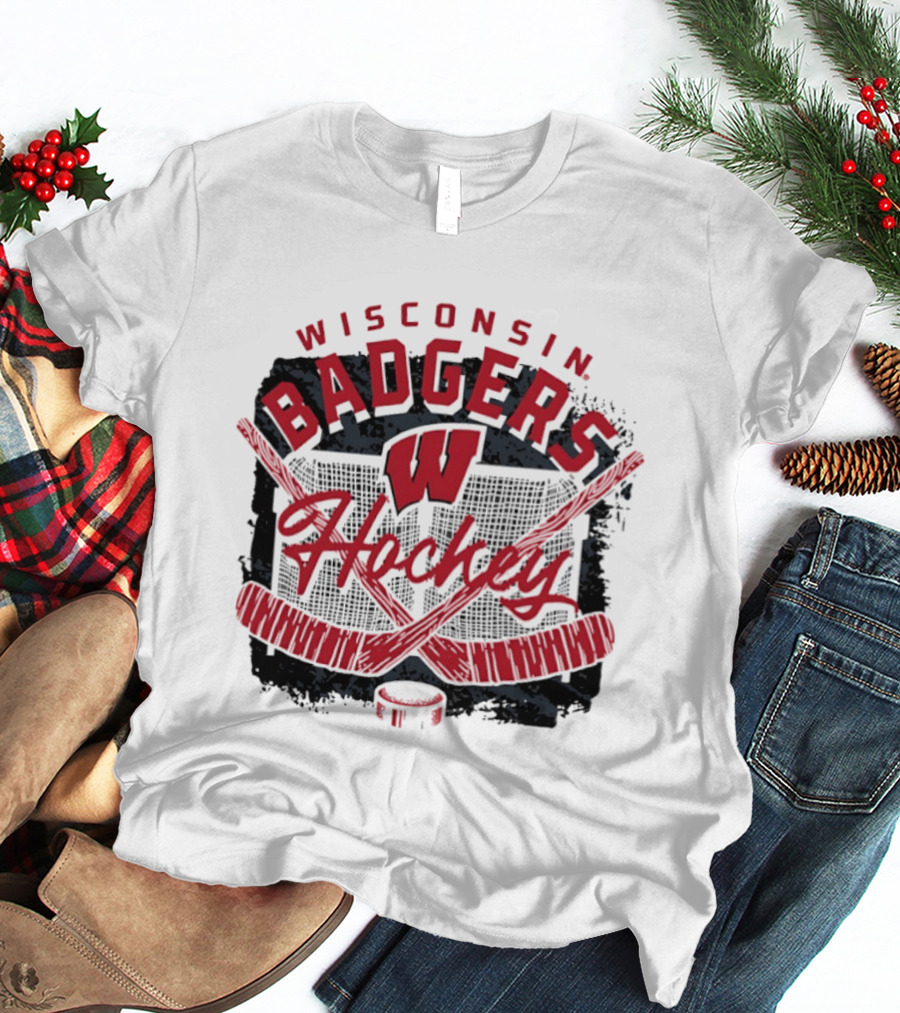 Wisconsin Badgers Hockey W Logo Hockey Sticks T-Shirt