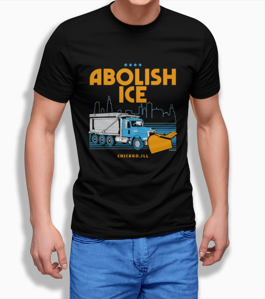 Abolish Ice Chicago ILL Snowplow Benefit Truck Skyline T-Shirt