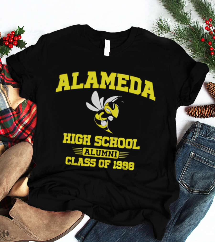 Alameda High School Alumni Class Of 1998 Hornet Yellow And White T-Shirt