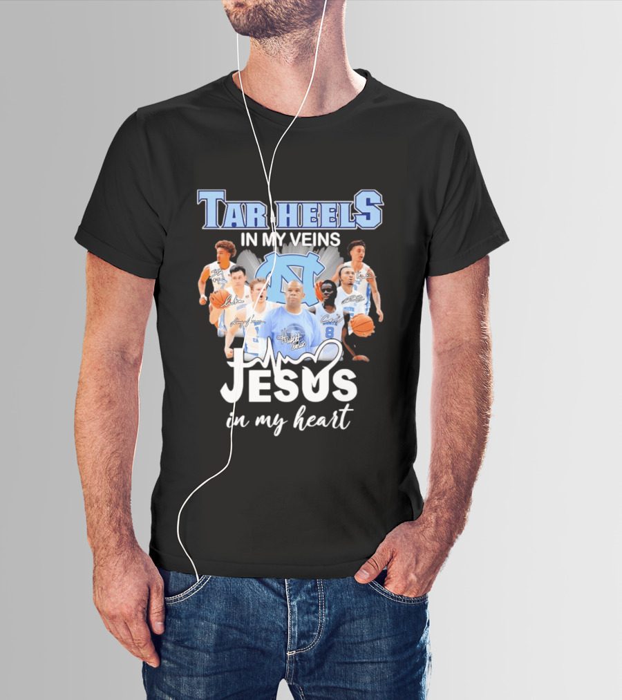 Tar Heels In My Veins Hubert Davis Jesus In My Heart T-Shirt