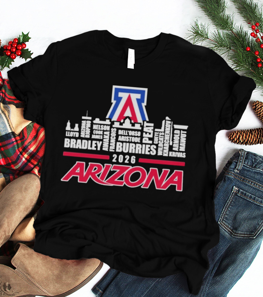 Arizona Wildcats 2026 City Names Bradley Burries Skyline T-Shirt