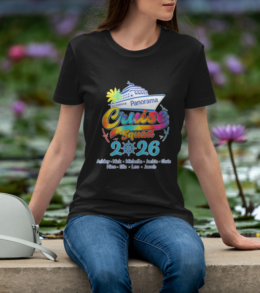 Panorama Cruise Squad 2026 Family Vacation Ashley Nick Michelle Jackie Chris Nico Ella Leo Jacob T-Shirt