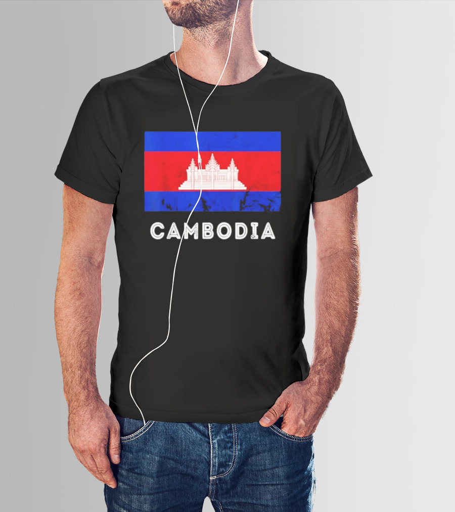 Cambodia Flag With Angkor Wat T-Shirt