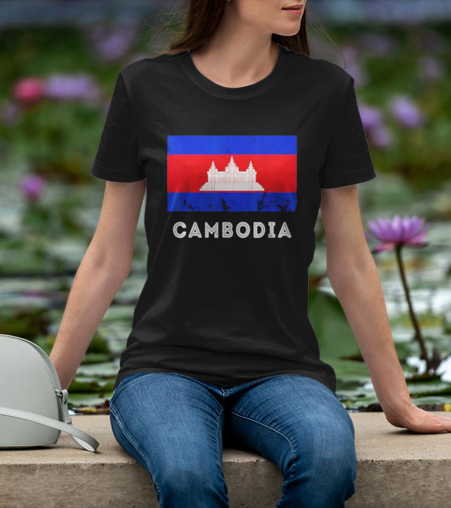 Cambodia Flag With Angkor Wat T-Shirt