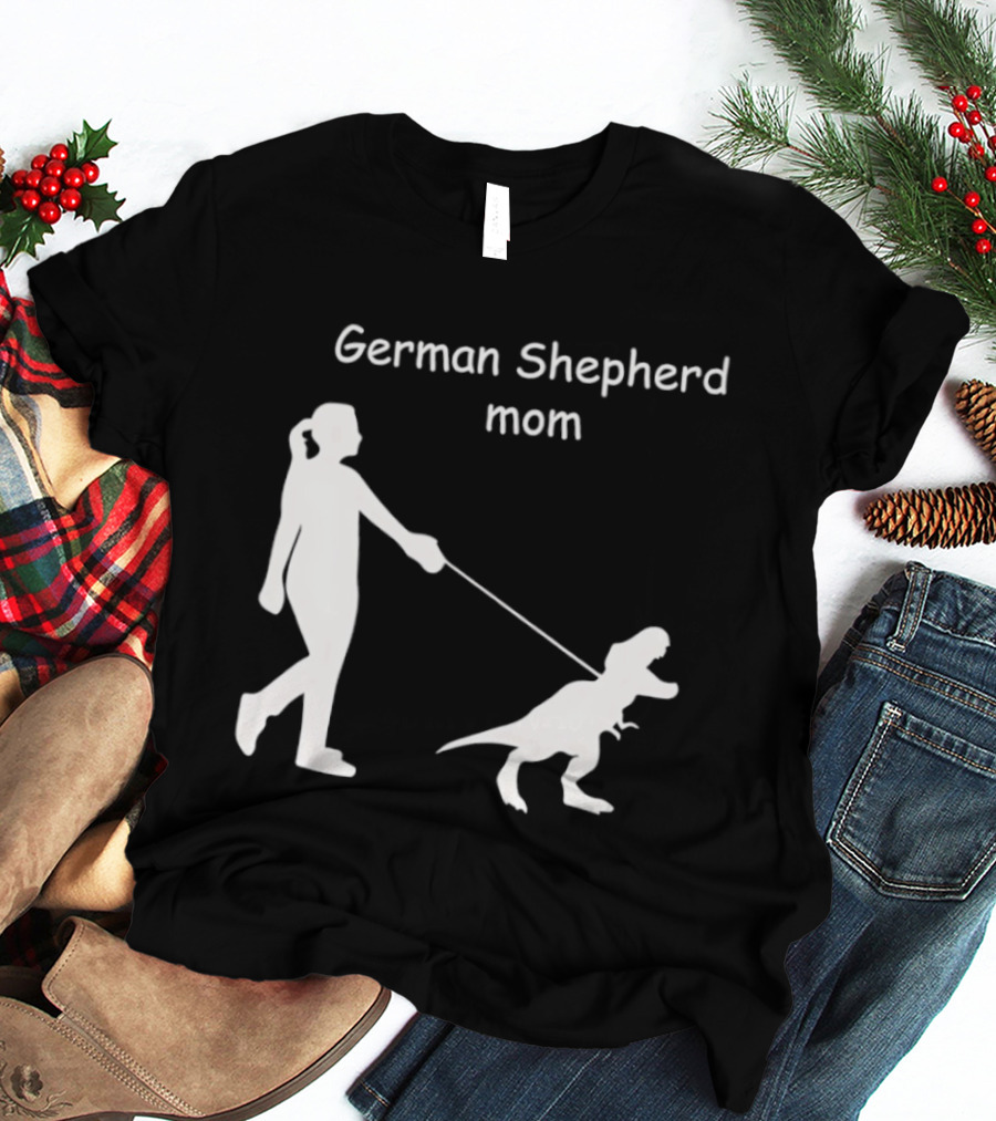 German Shepherd Mom Dinosaur Walking T-Shirt