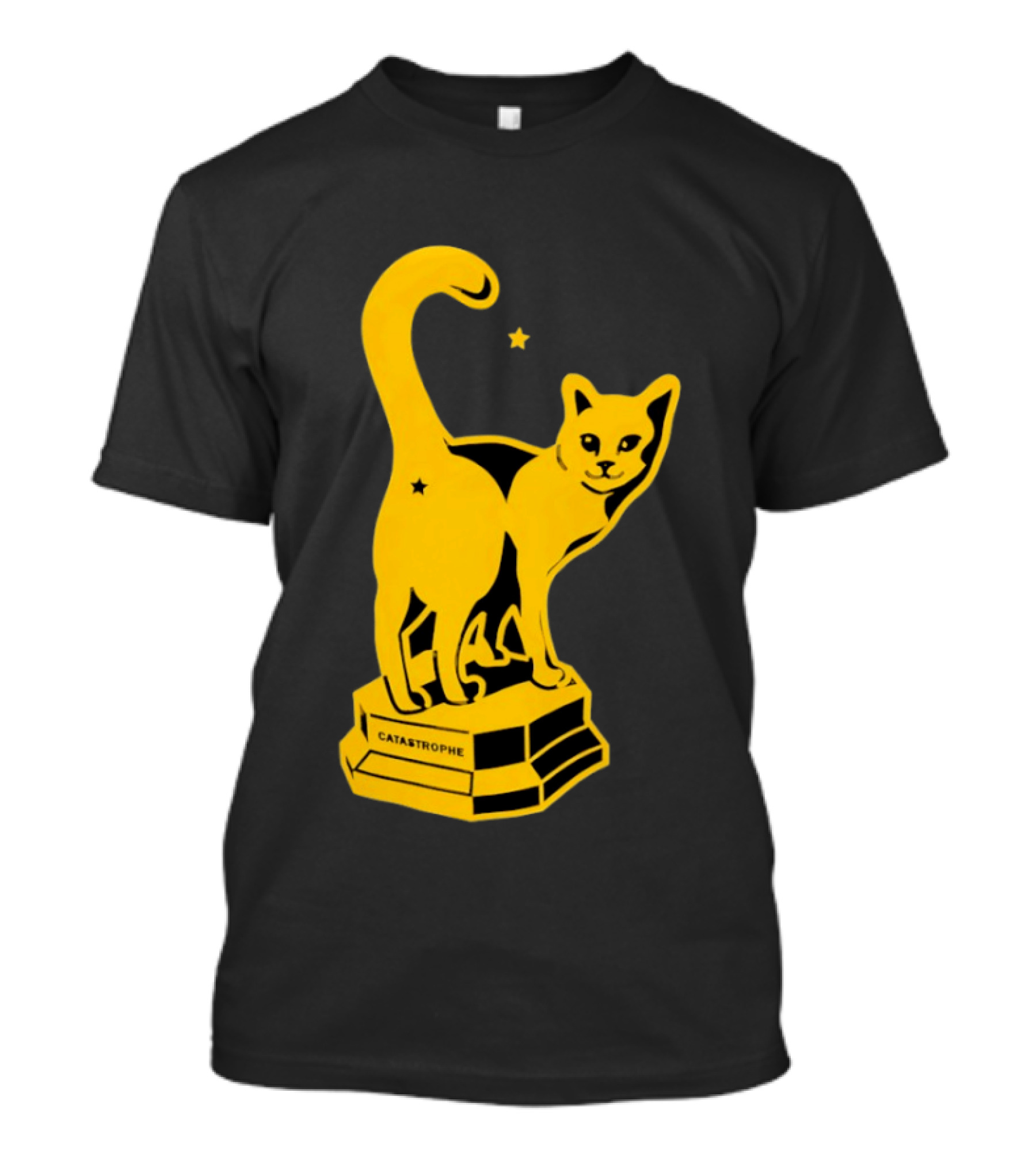 Catastrophe Cat Trophy Black Yellow Star Award T-Shirt