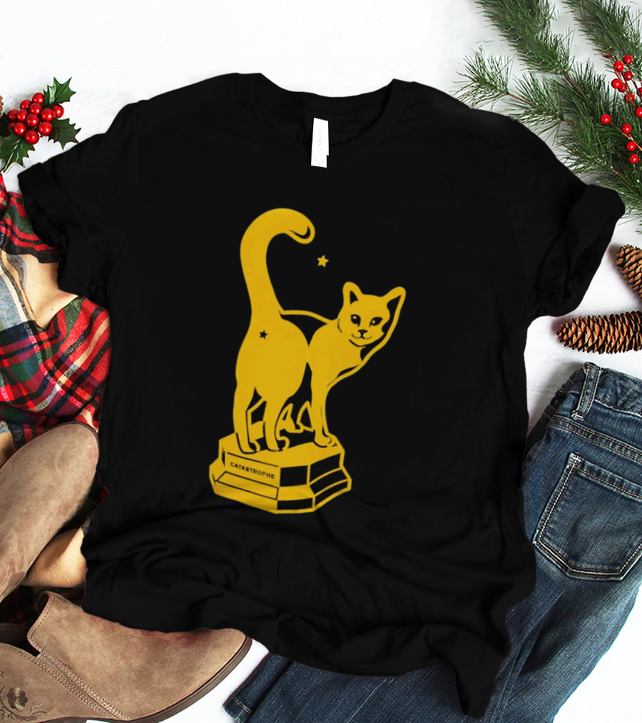 Catastrophe Cat Trophy Black Yellow Star Award T-Shirt
