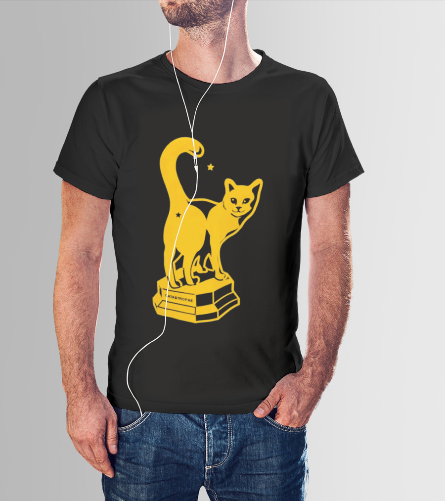 Catastrophe Cat Trophy Black Yellow Star Award T-Shirt