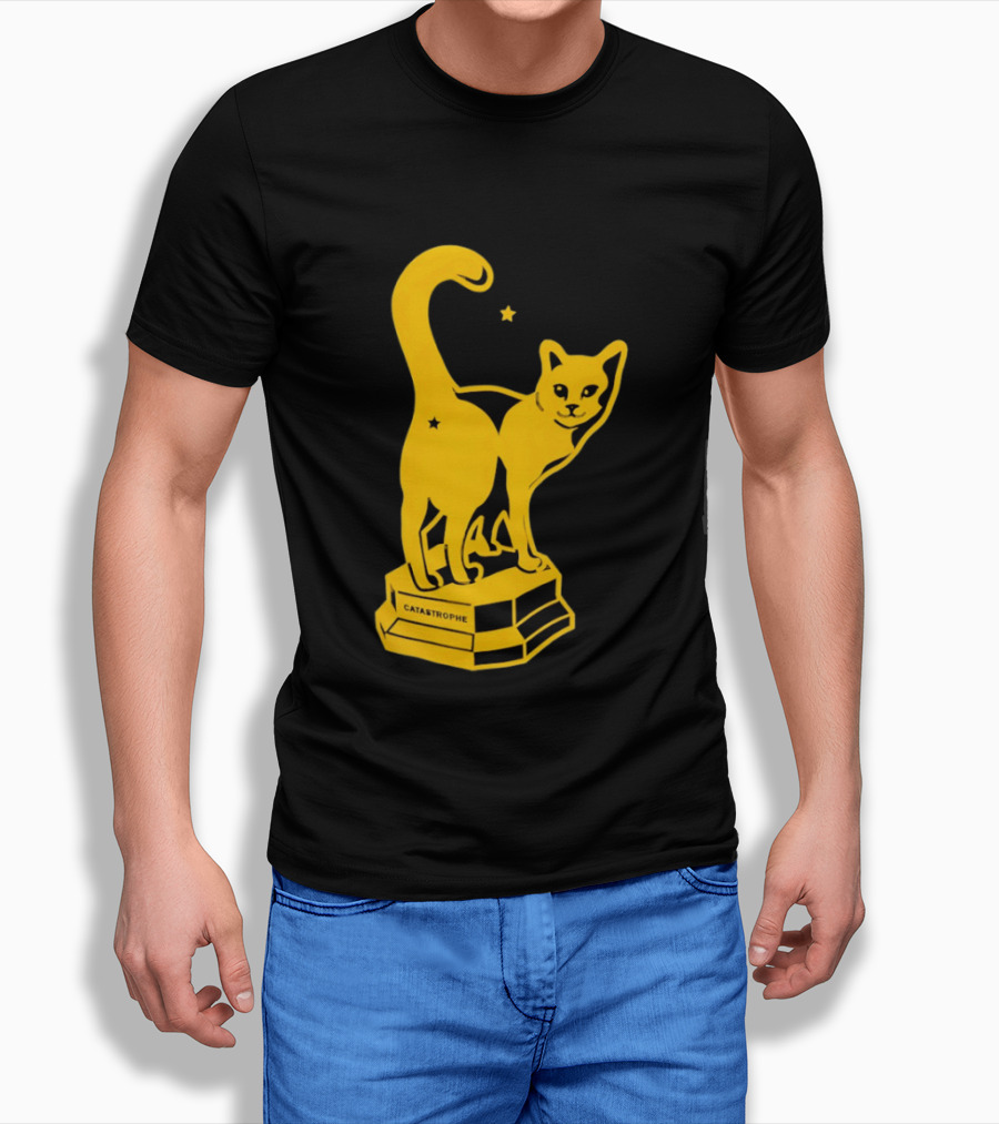 Catastrophe Cat Trophy Black Yellow Star Award T-Shirt