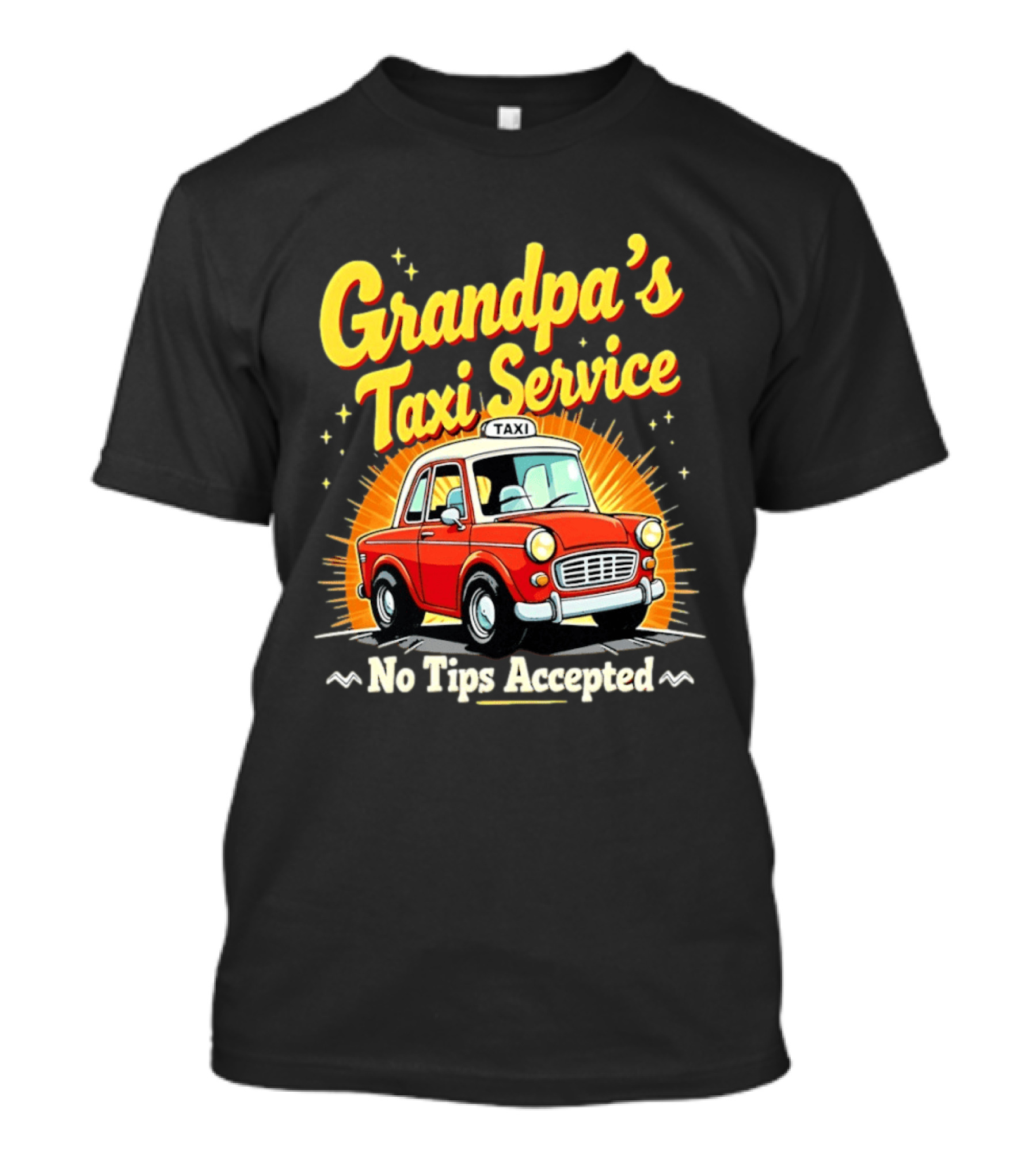 Grandpa's Taxi Service No Tips Accepted Vintage Car T-Shirt