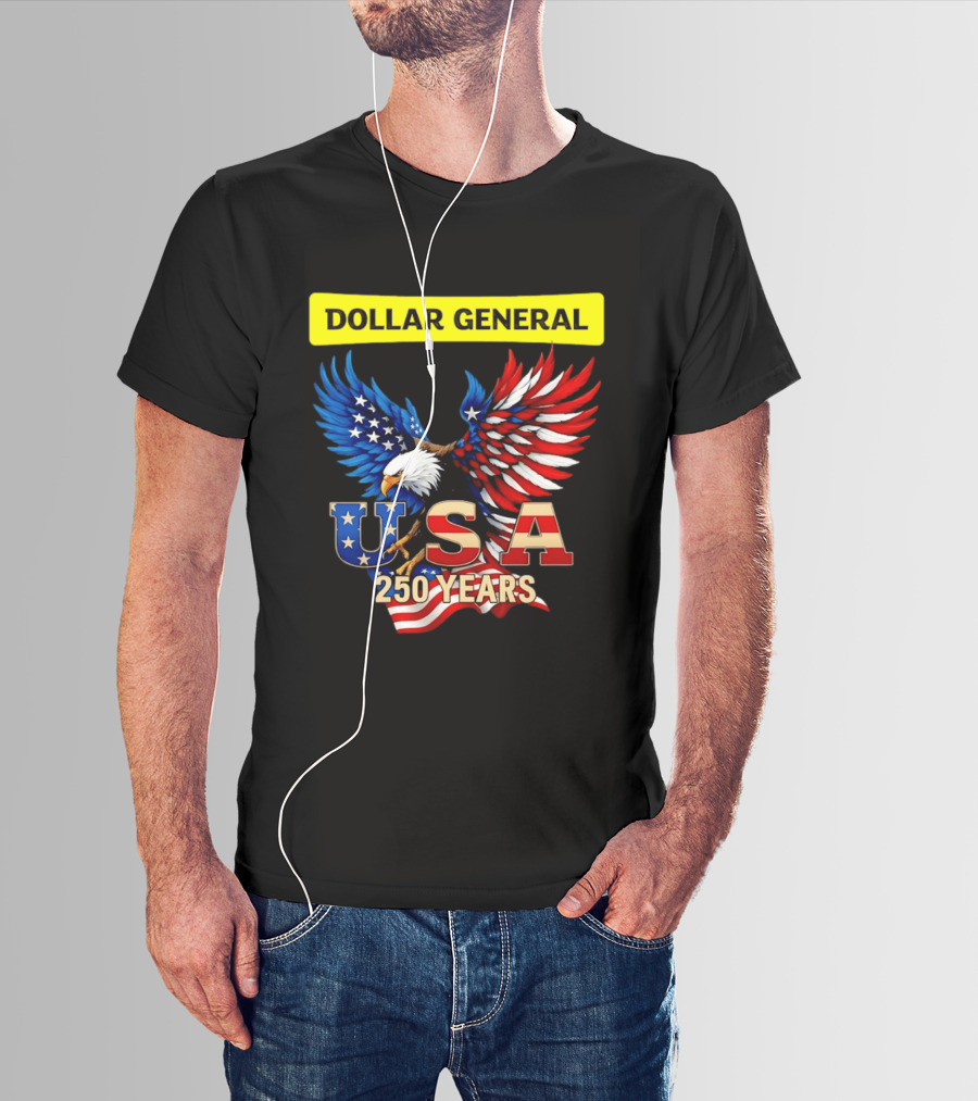Dollar General Eagle USA 250 Years Of America Flag T-Shirt