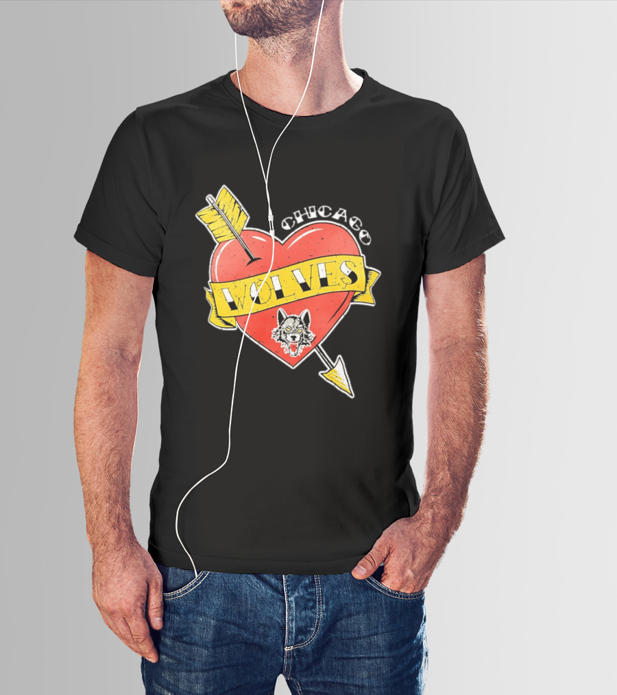 Chicago Wolves Heart Arrow Banner T-Shirt