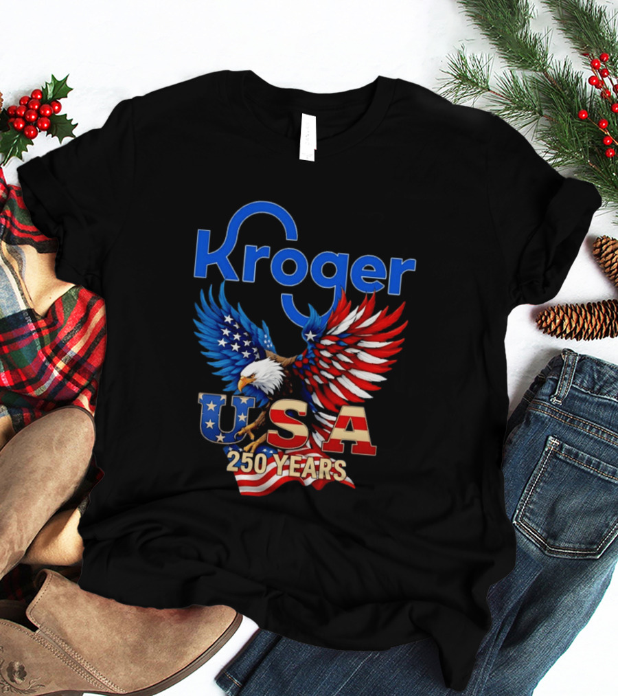 Kroger Eagle USA 250 Years American Flag T-Shirt