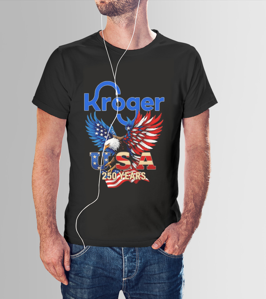 Kroger Eagle USA 250 Years American Flag T-Shirt