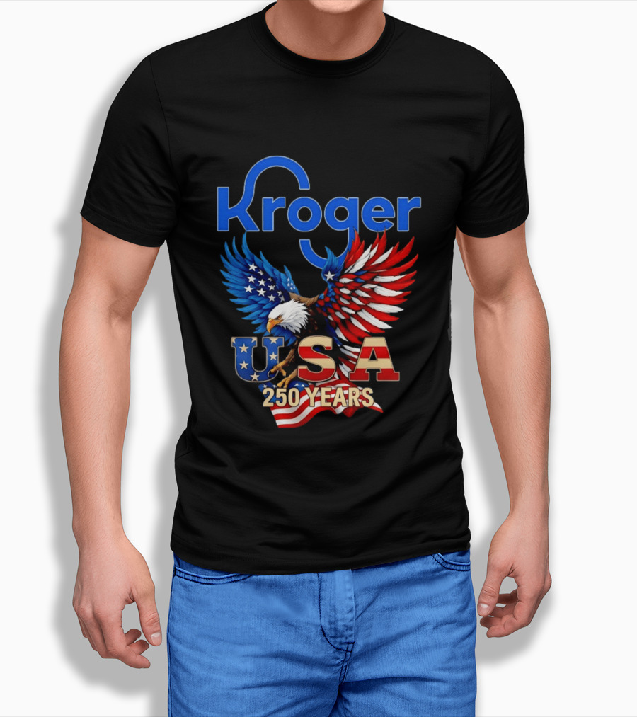Kroger Eagle USA 250 Years American Flag T-Shirt