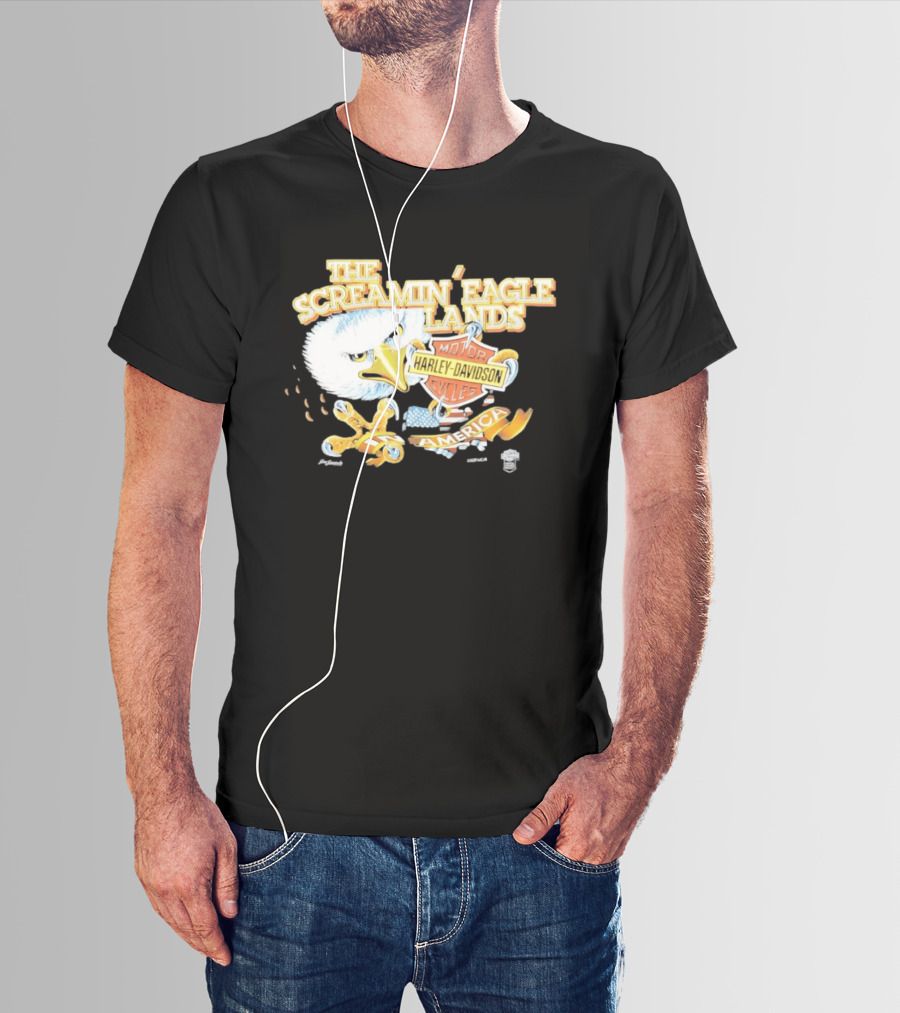 The Screamin' Eagle Lands Harley Davidson Motor Cycles America T-Shirt