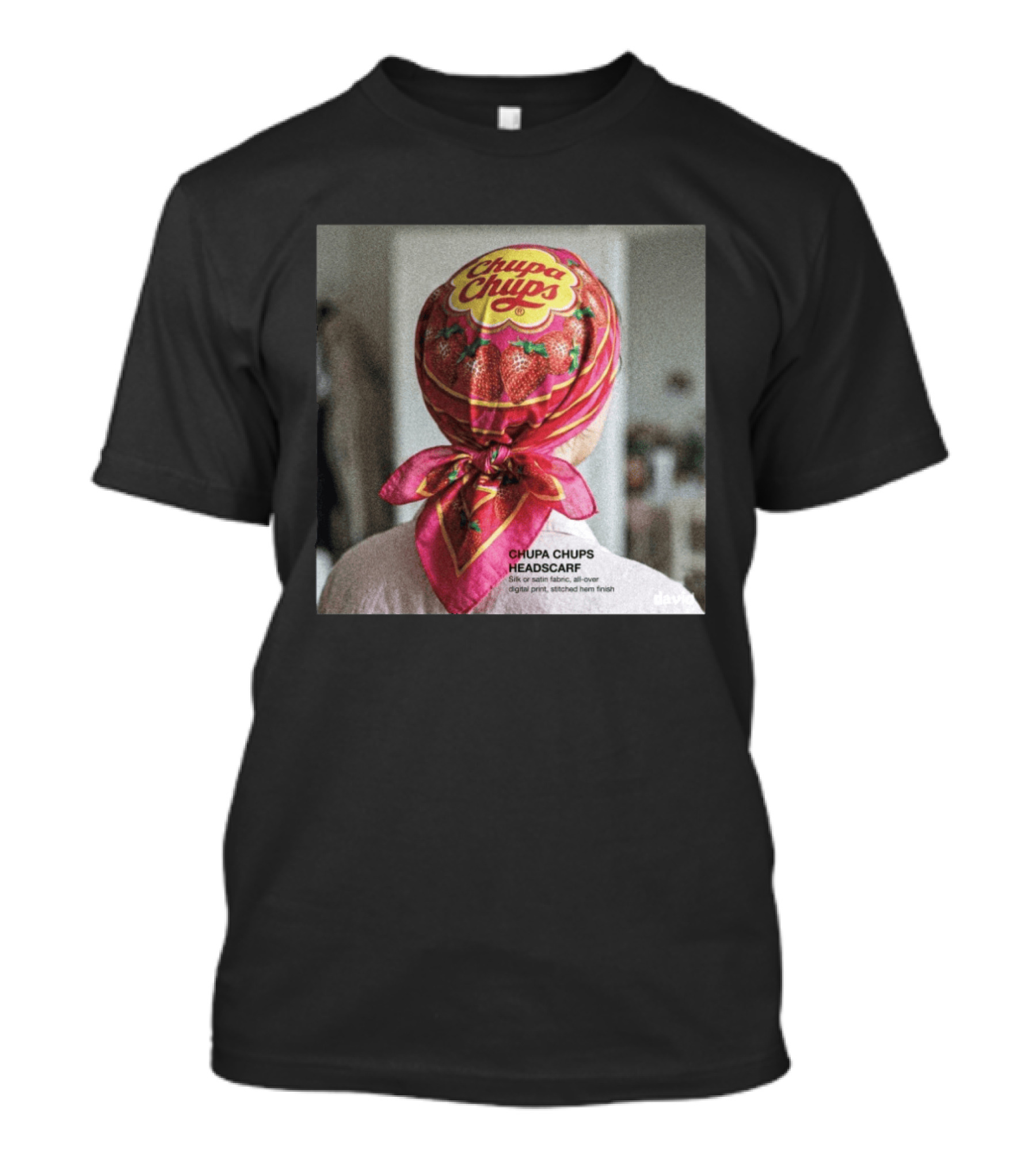 Chupa Chups Headscarf Strawberries Silk Satin Digital Print T-Shirt