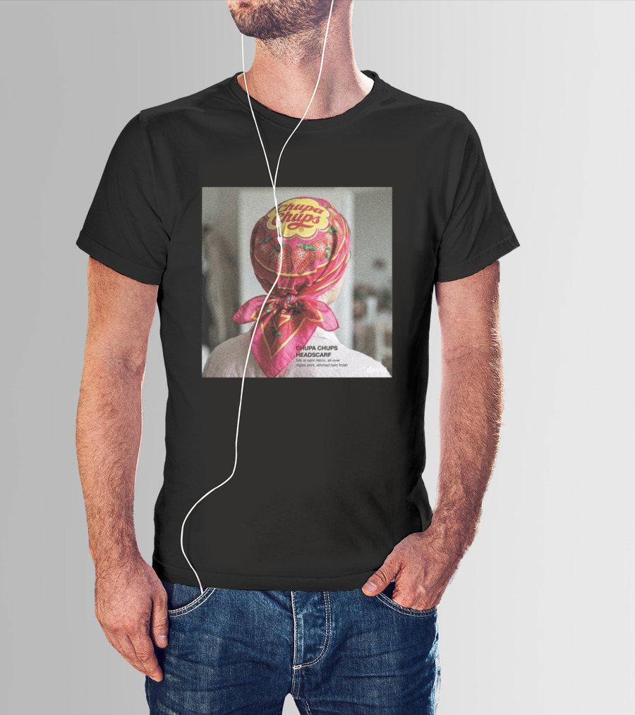Chupa Chups Headscarf Strawberries Silk Satin Digital Print T-Shirt