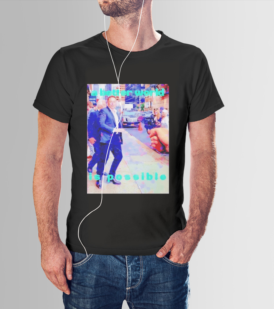Elon Musk A Better World Is Possible Urban Street Scene T-Shirt