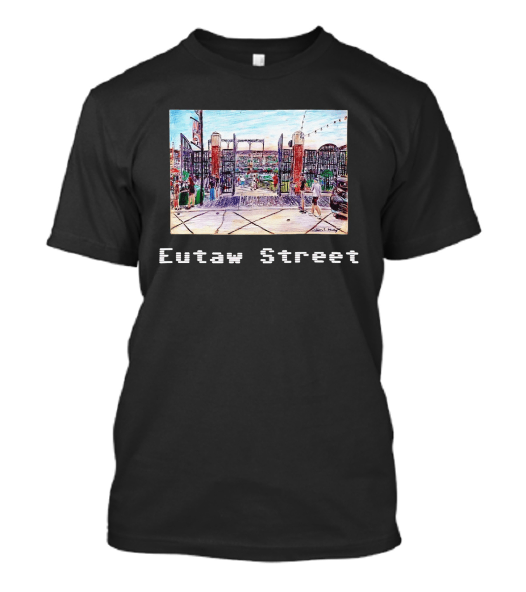 Eutaw Street Camden Yards Baseball Stadium Entrance Scene T-Shirt