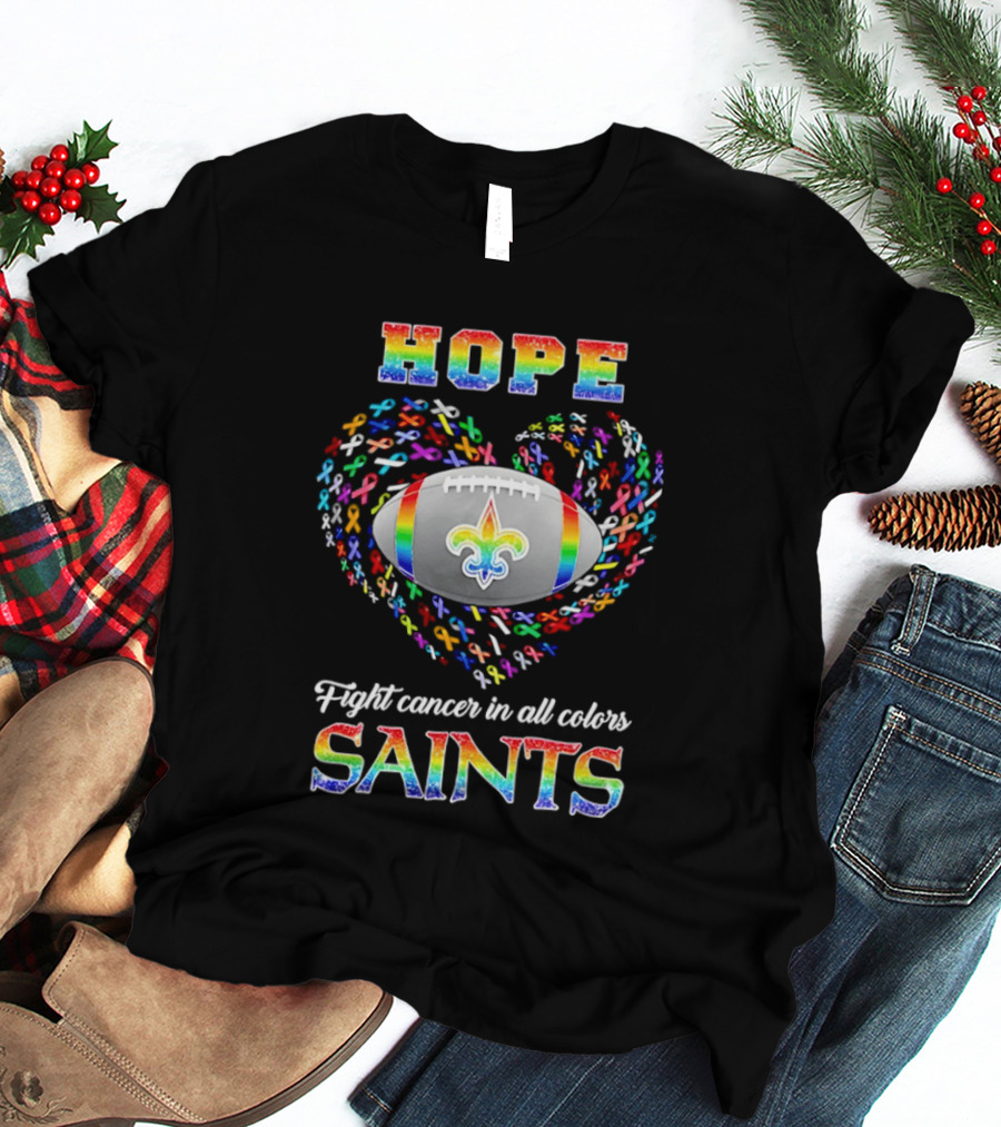 New Orleans Saints Hope Fight Cancer Rainbow T-Shirt