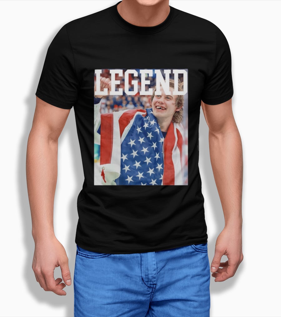 Men's Hockey USA Jack Hughes Legend American Flag Victory Celebration T-Shirt