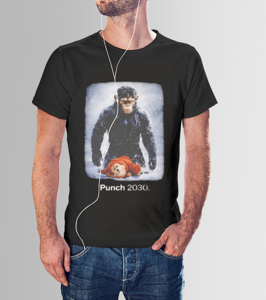 Punch 2030 Ape With Toy Snow Scene T-Shirt