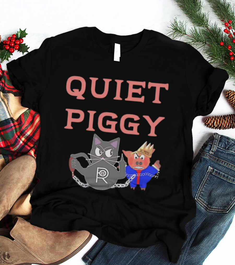 Quiet Piggy Cat Icon With Crowned Pig T-Shirt